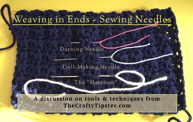 using traditional sewing needles to finish off crochet pieces