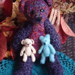 a trio of crocheted teddy bears by Michele Tway aka The Crafty Tipster